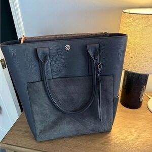 Dagne Dover Clarlie tote- Grey Leather & Suede